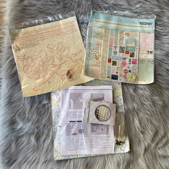 Lot of Assorted Scrapbooking Paper Staionary Box Decorate Set Travel Rustic - Picture 1 of 4